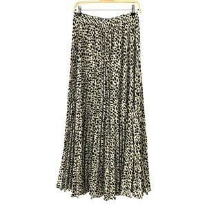 Melrose with Love Animal Print Maxi Skirt Women M Black Cream Pleated Accordion